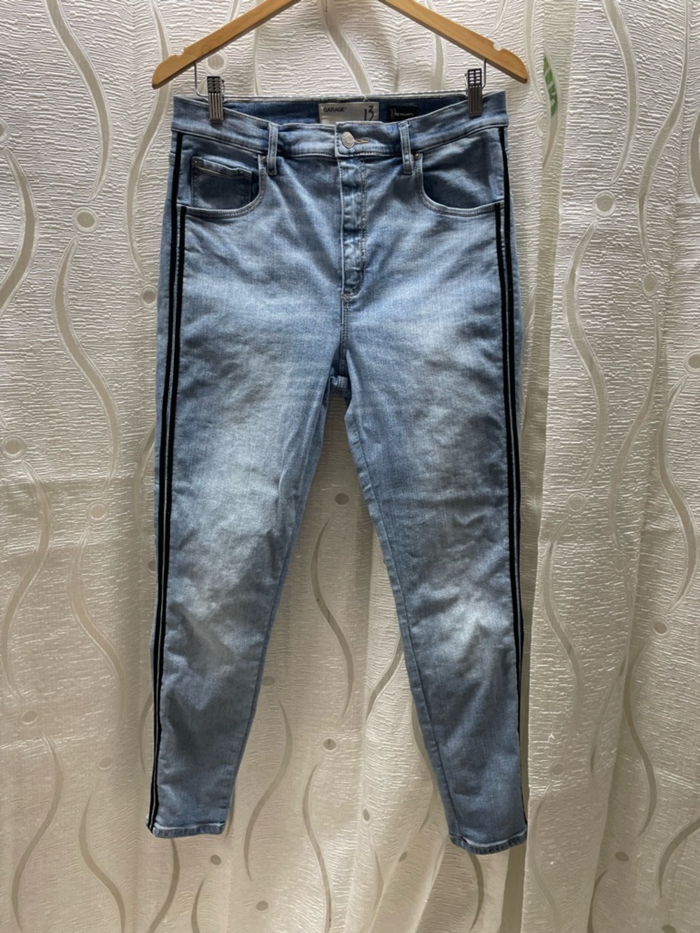 Garage Skinny‎ Jeans Womens 13 Light Wash Excellent Ultra High Rise Side Stripe